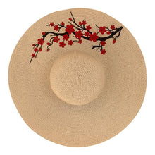 Load image into Gallery viewer, Beige Hat - Red Cherry Blossom
