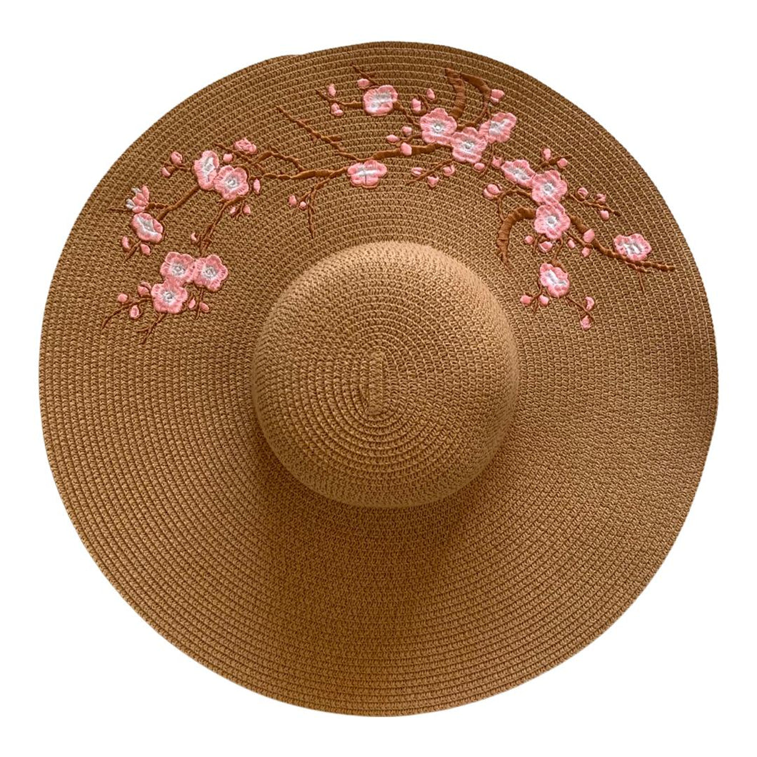 Brown Cherry Blossom Hat