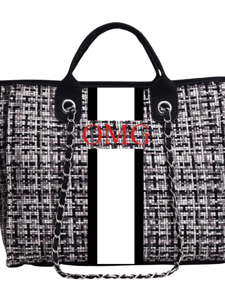 OMG Tote- Tweed Black (Design Your Own) - Oh My Gift LLC