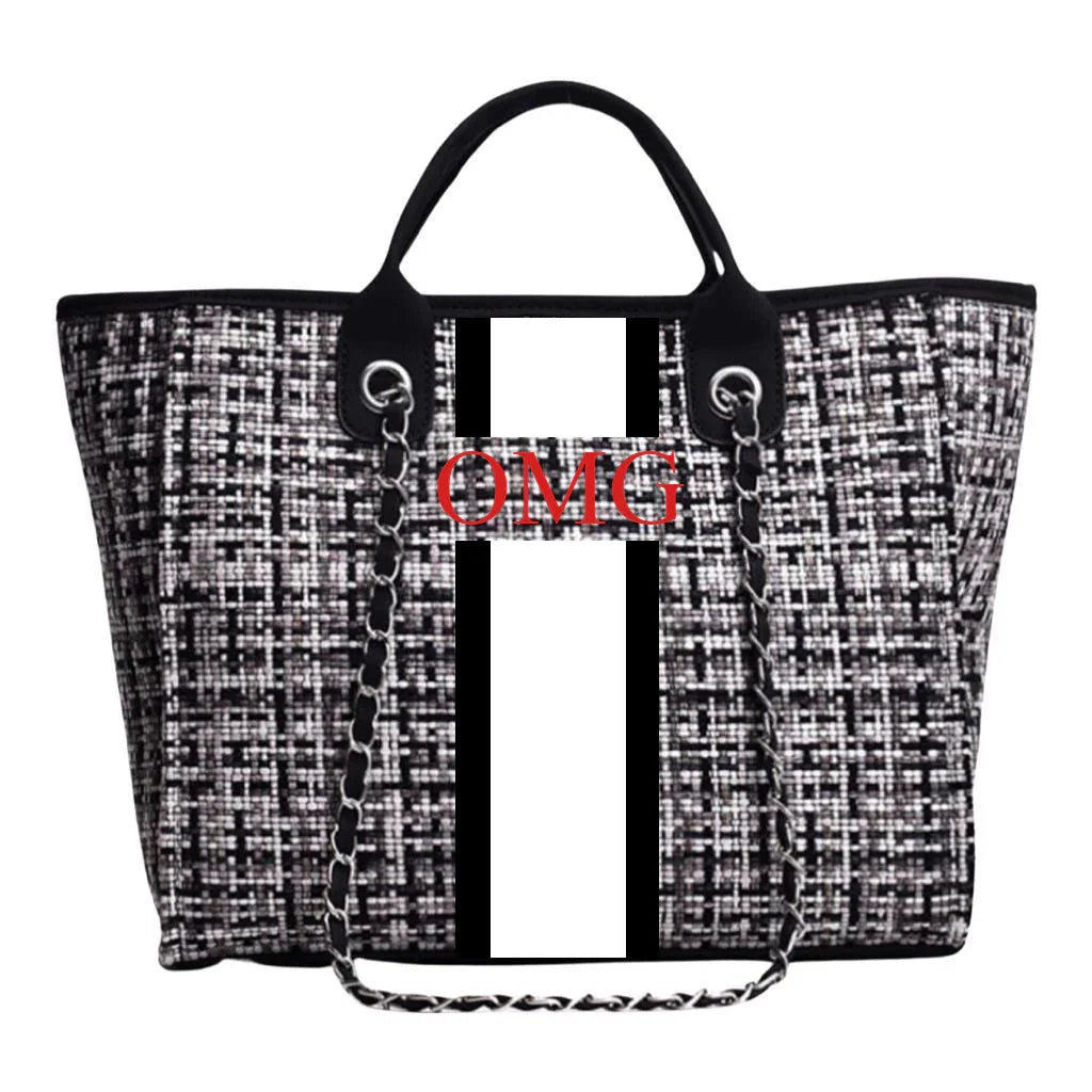 OMG Tote- Tweed Black (Design Your Own) - Oh My Gift LLC