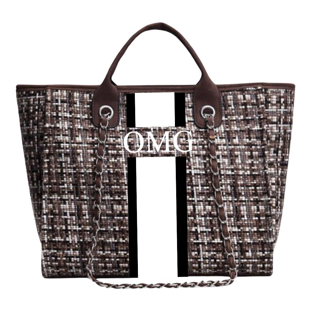 OMG Tote- Tweed Brown (Design Your Own) - Oh My Gift LLC