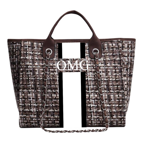 OMG Tote- Tweed Brown  (Design Your Own) - Oh My Gift LLC