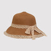 Custom VIntage Lace-Trim Straw Cream and Brown - Kids