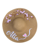 Personalized Brown Cherry Blossom Wide-Brim Straw Hat- Embroidered