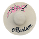 Personalized Beige Hat - Pink Cherry Blossom Wide-Brim Straw Hat - Embroidered