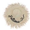 Custom Beige Ruffled Wide-Brim Straw Hat- Embroidered