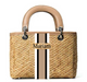 Satchel Straw Tote - Beige - Hand Painted