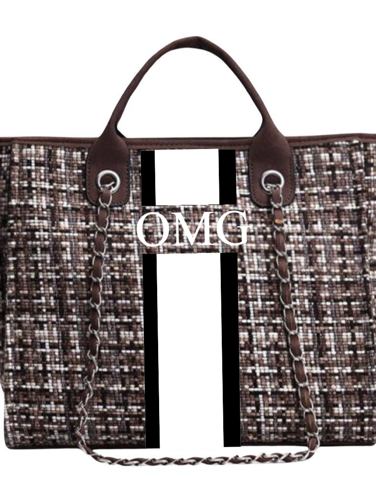 OMG Tote- Tweed Brown  (Design Your Own) - Oh My Gift LLC