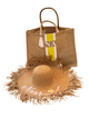 Personalized Brown Ruffeled hat and Beach bag Set - Yellow